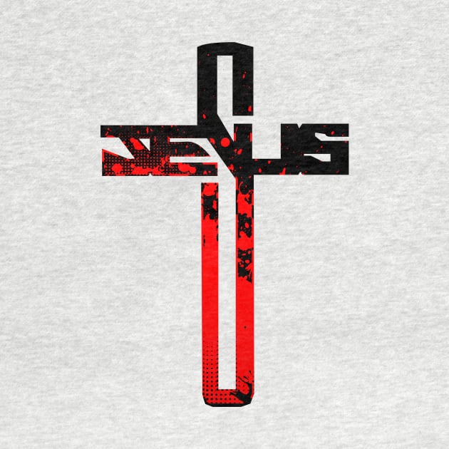 Red and Black Jesus Cross by AlondraHanley